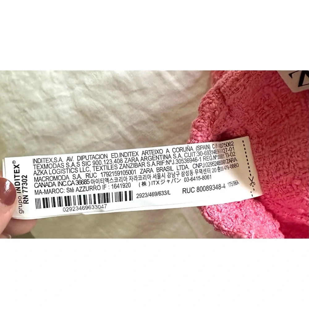 Zara Pink Textured Tweed Cropped Bustier Top BNWT